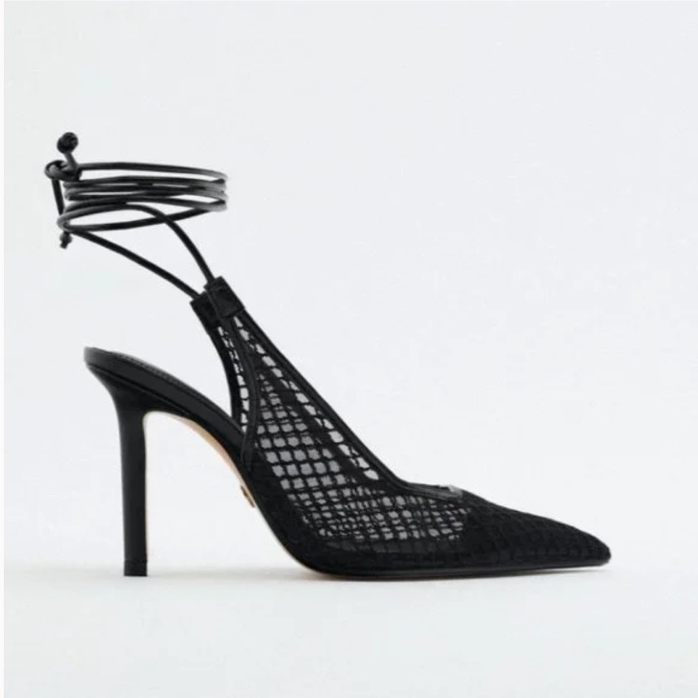 NWT Zara Lace Up Mesh Heels